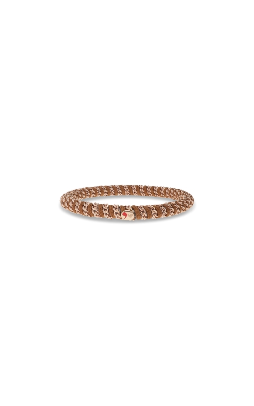 18K Rose Gold and Brown Cord Stretch Bracelet