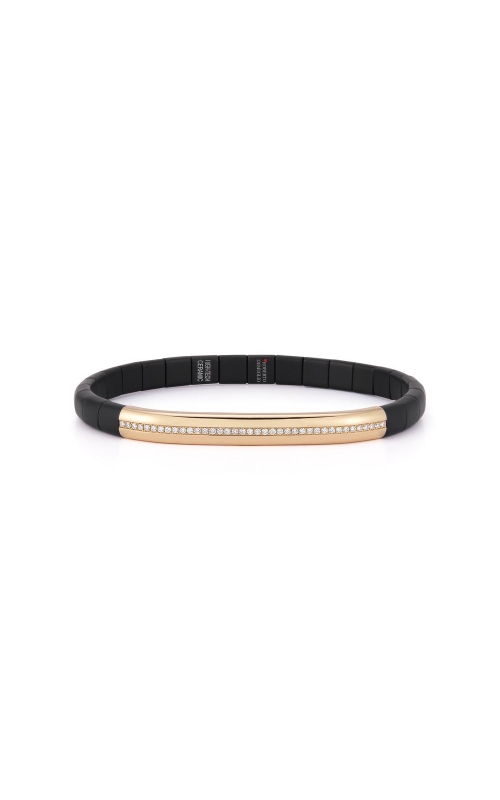 18K Yellow Gold And Black Ceramic Diamond Bar Stretch Band