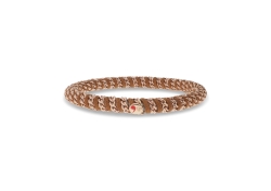 18K Rose Gold and Brown Cord Stretch Bracelet