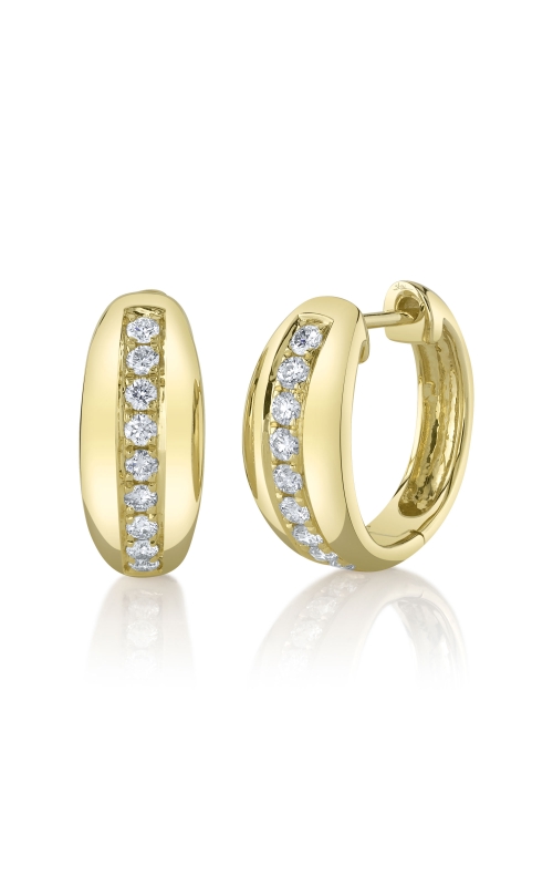 14K Yellow Gold Diamond Hoops