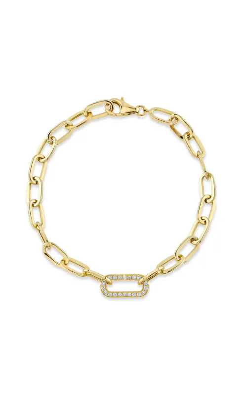 14K Yellow Gold Diamond Paperclip Bracelet