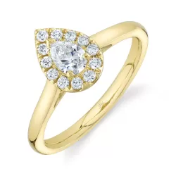 14k yellow gold diamond ring pear