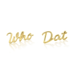 14K Yellow Gold Who Dat Studs