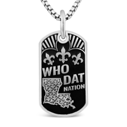 Sterling Silver Who Dat Dog Tag Pendant 