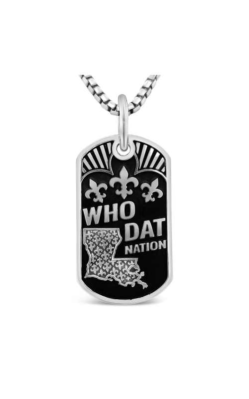 Sterling Silver Who Dat Dog Tag Pendant