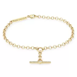 14K Yellow Gold Princess Cut And Round Diamond Toggle Lariat Chain Bracelet