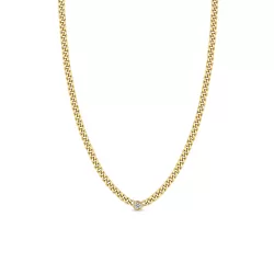 14K Yellow Gold Single Round Diamond Curb Link Chain Necklace