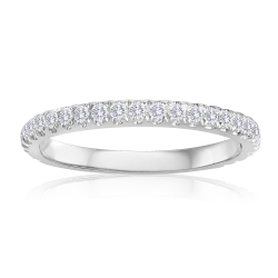 14K White Gold Round Diamond Pave Band