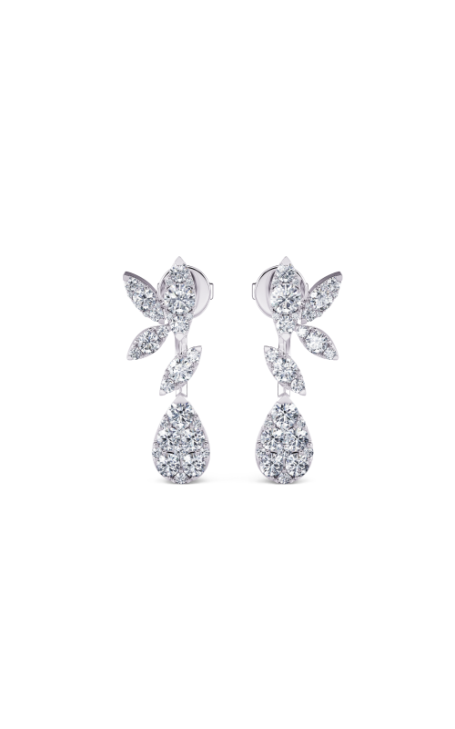 14K White Gold Mosaic Diamond Drop Earrings