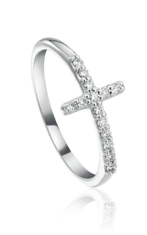 14K White Gold Diamond Cross Ring