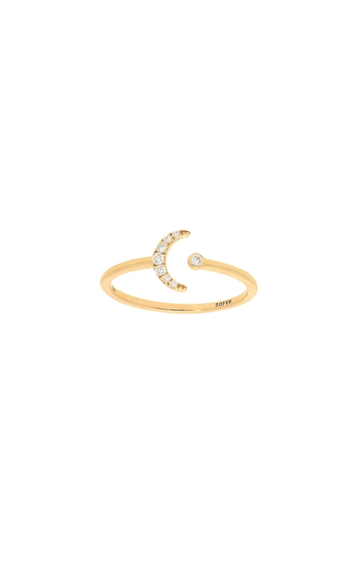 14K Yellow Gold Crescent Moon Diamond Ring