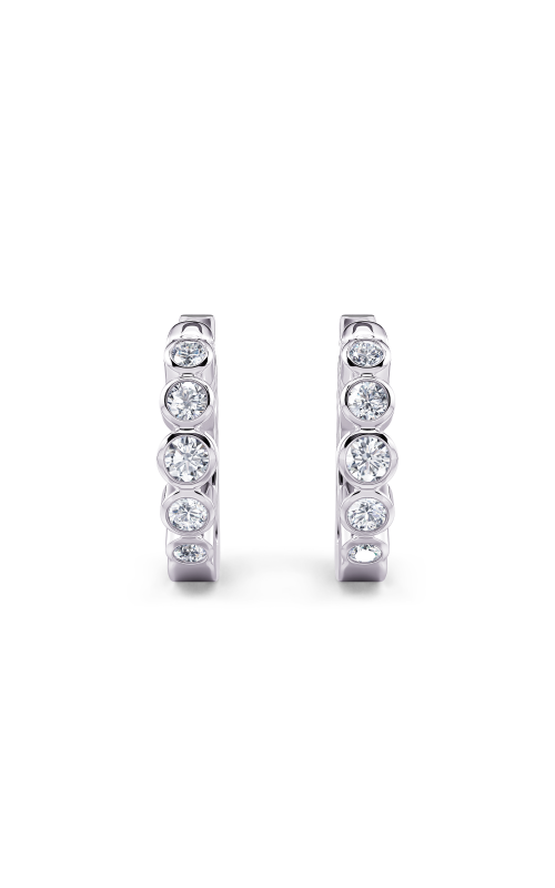 14K White Gold Bezel Set Round Diamond Huggies