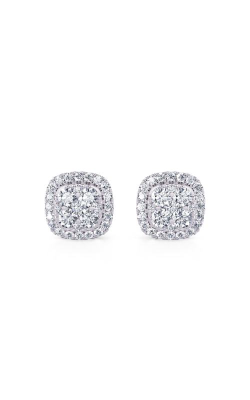 14K White Gold Cushion Pave Diamond Studs