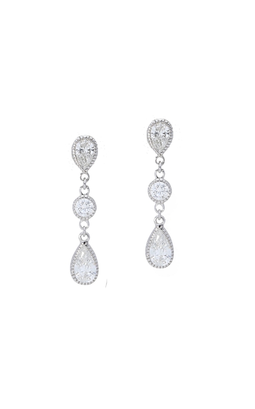 14K White Gold Pear Shape Diamond Drop Earrings