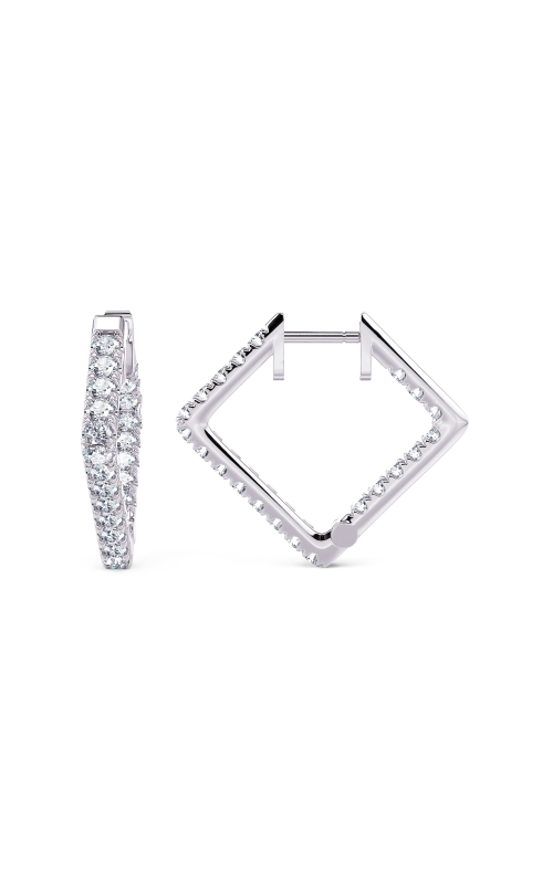 14K White Gold Diamond Kite Shape Hoops