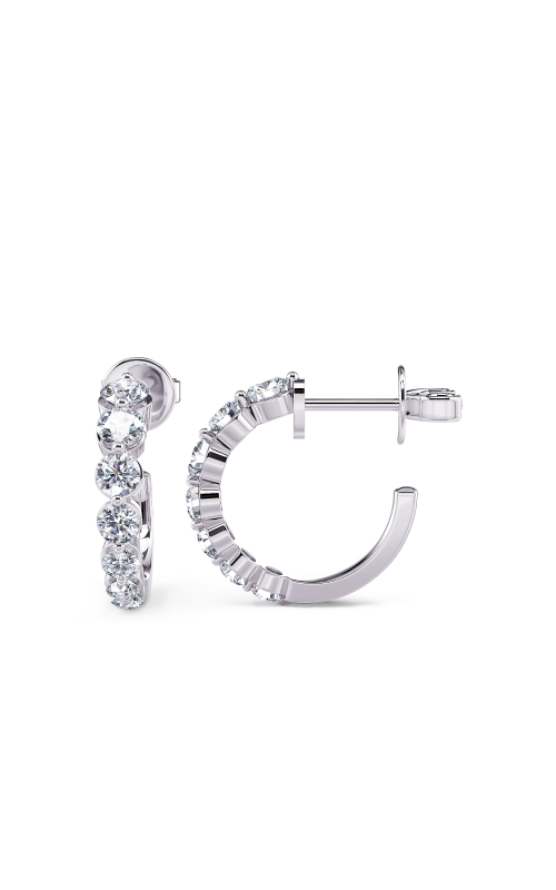 14K White Gold Graduated Diamond Huggies