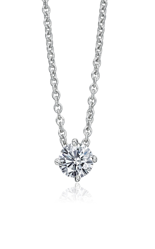 14K White Gold Solitaire Diamond Pendant, 18