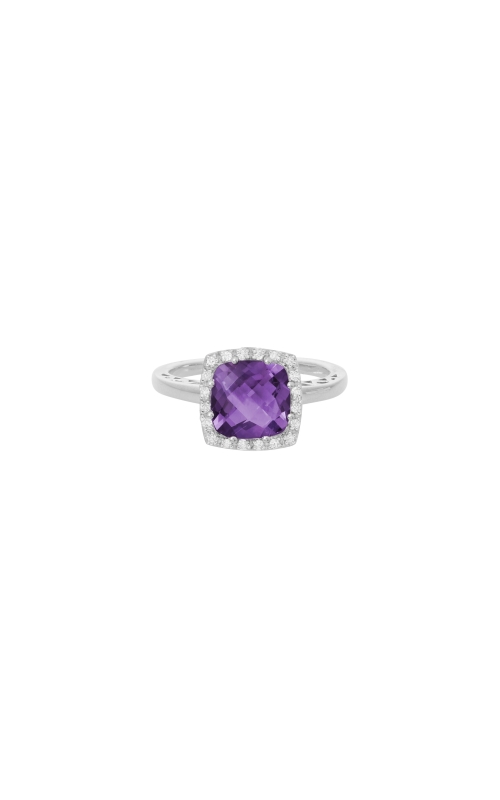 14K White Gold Amethyst Diamond Halo Ring