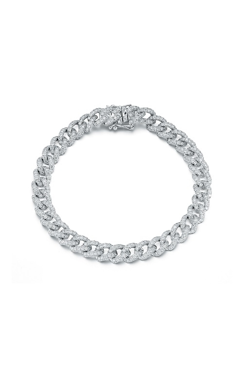 14K White Gold Cuban Diamond Bracelet