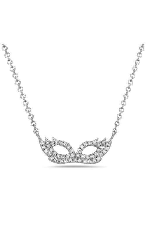 14K White Gold Mask Diamond Necklace