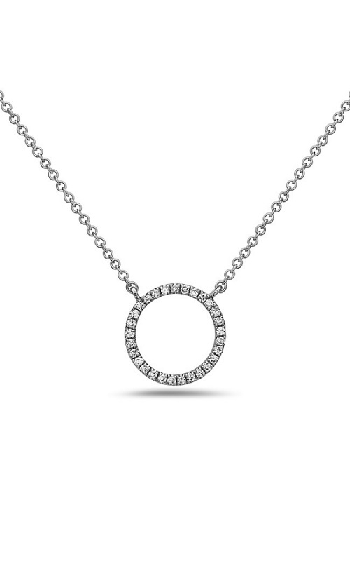 14K White Gold Circle Diamond Necklace