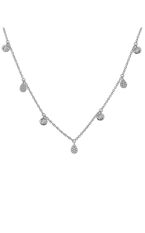 14K White Gold Pear Single Cut Diamond Station Necklace