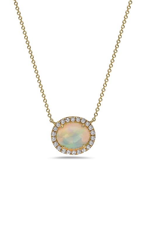 Opal Diamond Halo Necklace