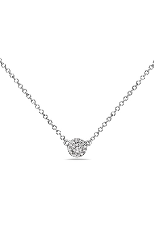 14K White Gold Round Single Cut Necklace